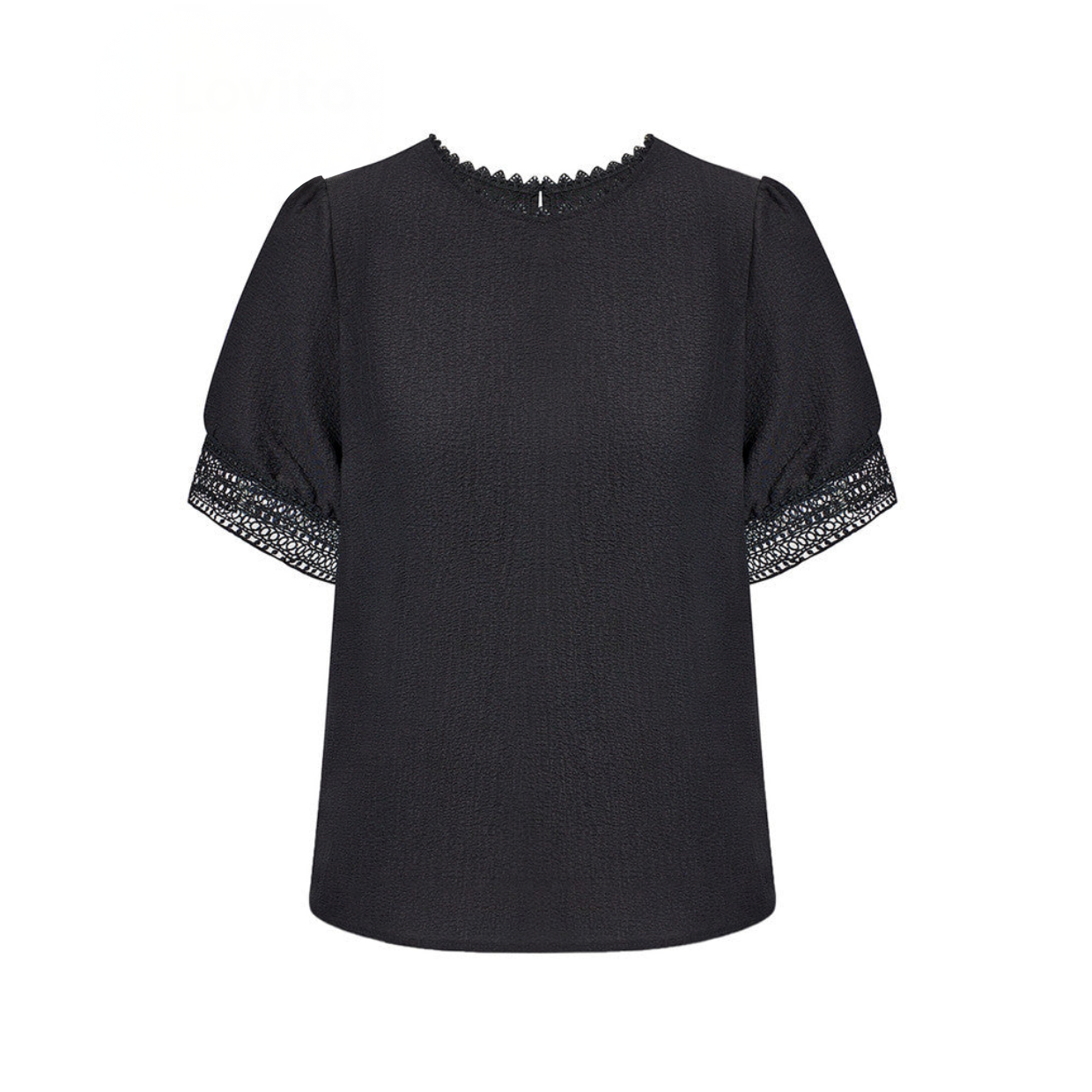 Blusa Informal Con Mangas Abullonadas Y Costuras De Tela