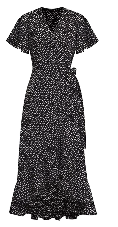 Vestido Largo Boho Floral con Cuello V Profundo y Abertura Lateral | Lovito