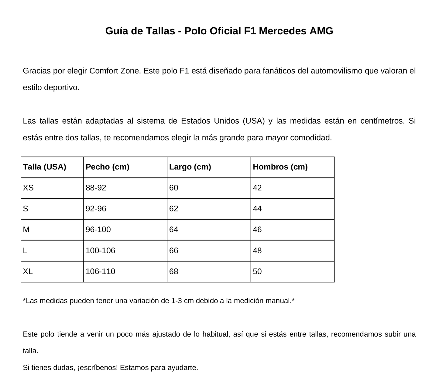 Polo Oficial Mercedes AMG F1