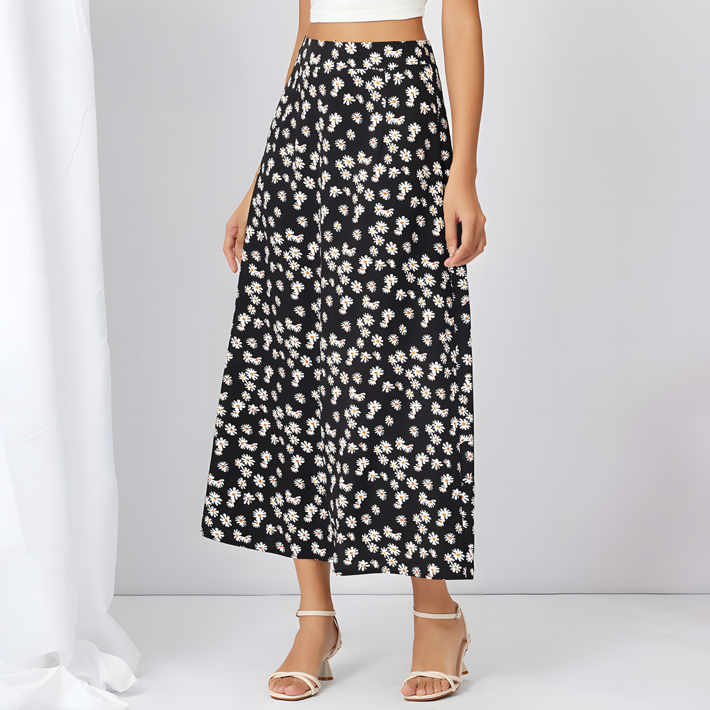 Falda Larga Floral para Mujer