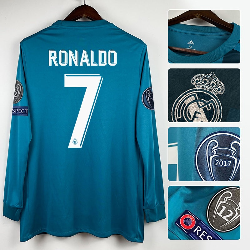 Camiseta Real Madrid 17/18 Tercera Ronaldo Azul Retro | Edición Champions