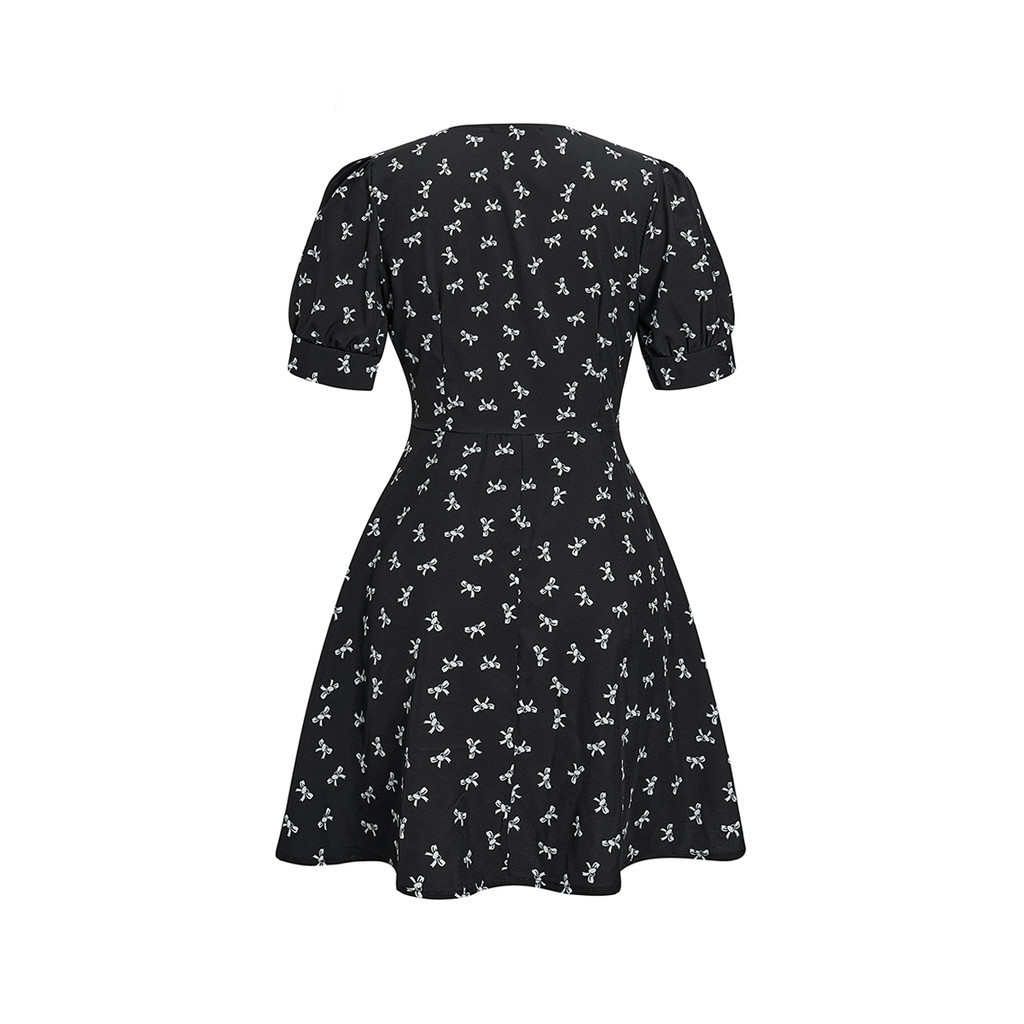 Vestido Mini Casual Estampado Floral Ditsy Mujer | Manga Corta Escote V