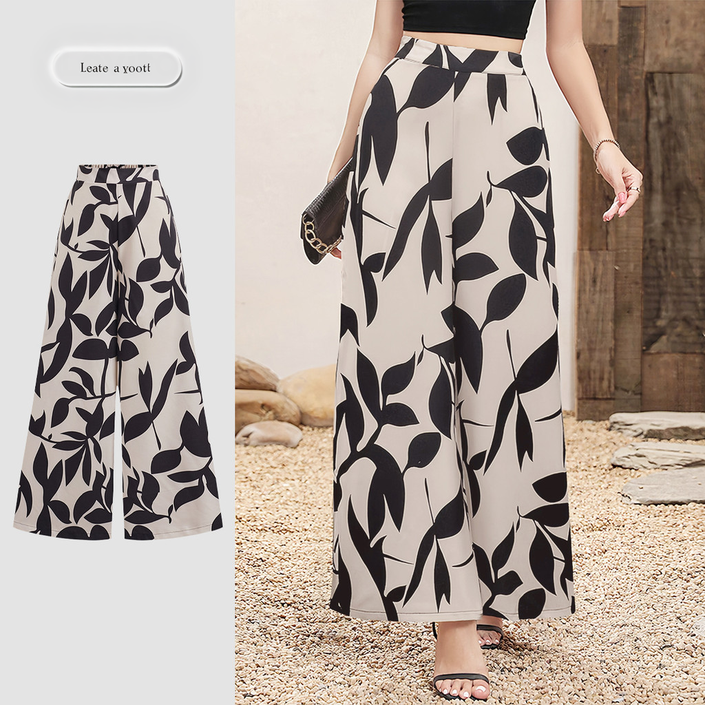 Pantalón Boho Tropical Mujer Lovito | Estilo Casual Bohemio con Cremallera | Tallas S-XL