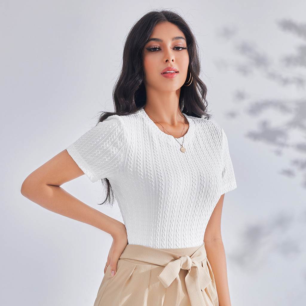 Camiseta Básica Mujer Lovito | Textura Casual | Estilo Minimalista