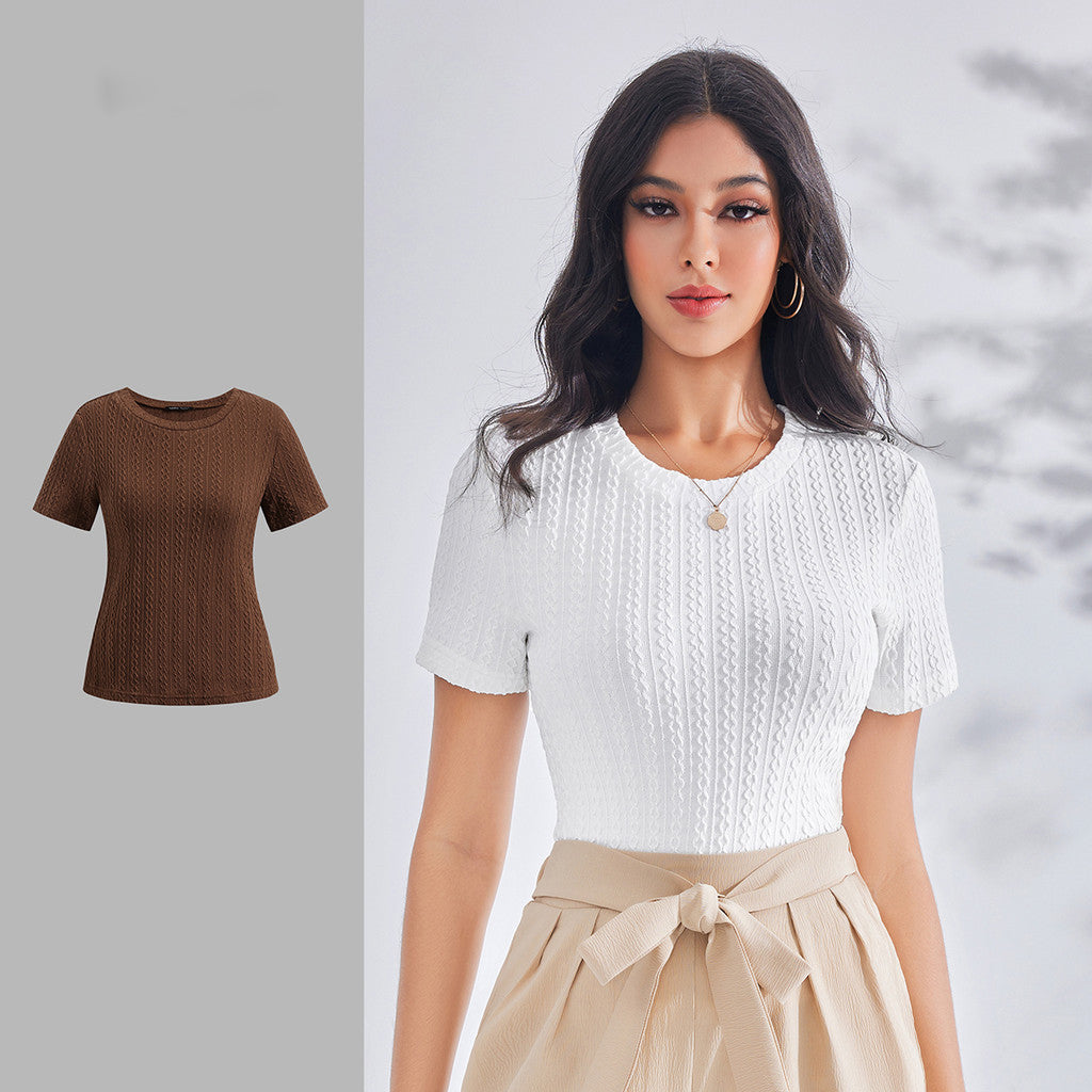 Camiseta Básica Mujer Lovito | Textura Casual | Estilo Minimalista
