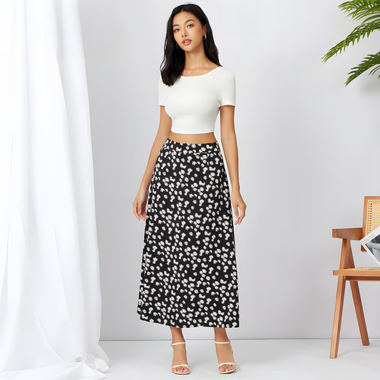 Falda Larga Floral para Mujer
