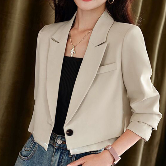Blazer Casual con Botón Frontal y Almohadillas | Mujer | Color Albaricoque